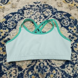 Aspire Strappy Lined Sports Bra Light Blue Green S